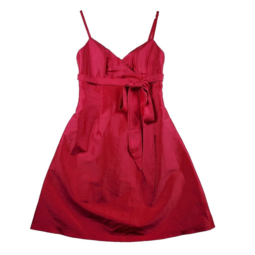 Da Vinci Fit & Flare Dress Women 12 Fuchsia Gown Polyester Knotted Surplice Neck